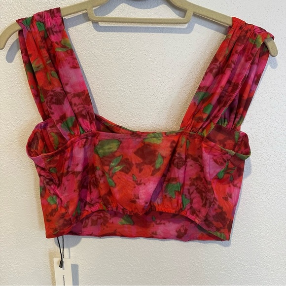 Floral Mesh Corset Pink & Red Crop Top (Similar to Blogger Fav from Zara) - Picture 6 of 6